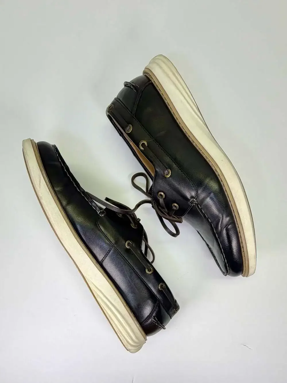 Nautica‎ Men's Moc Toe Boat Shoes with White Sole Size 9.5 Man-made Material
